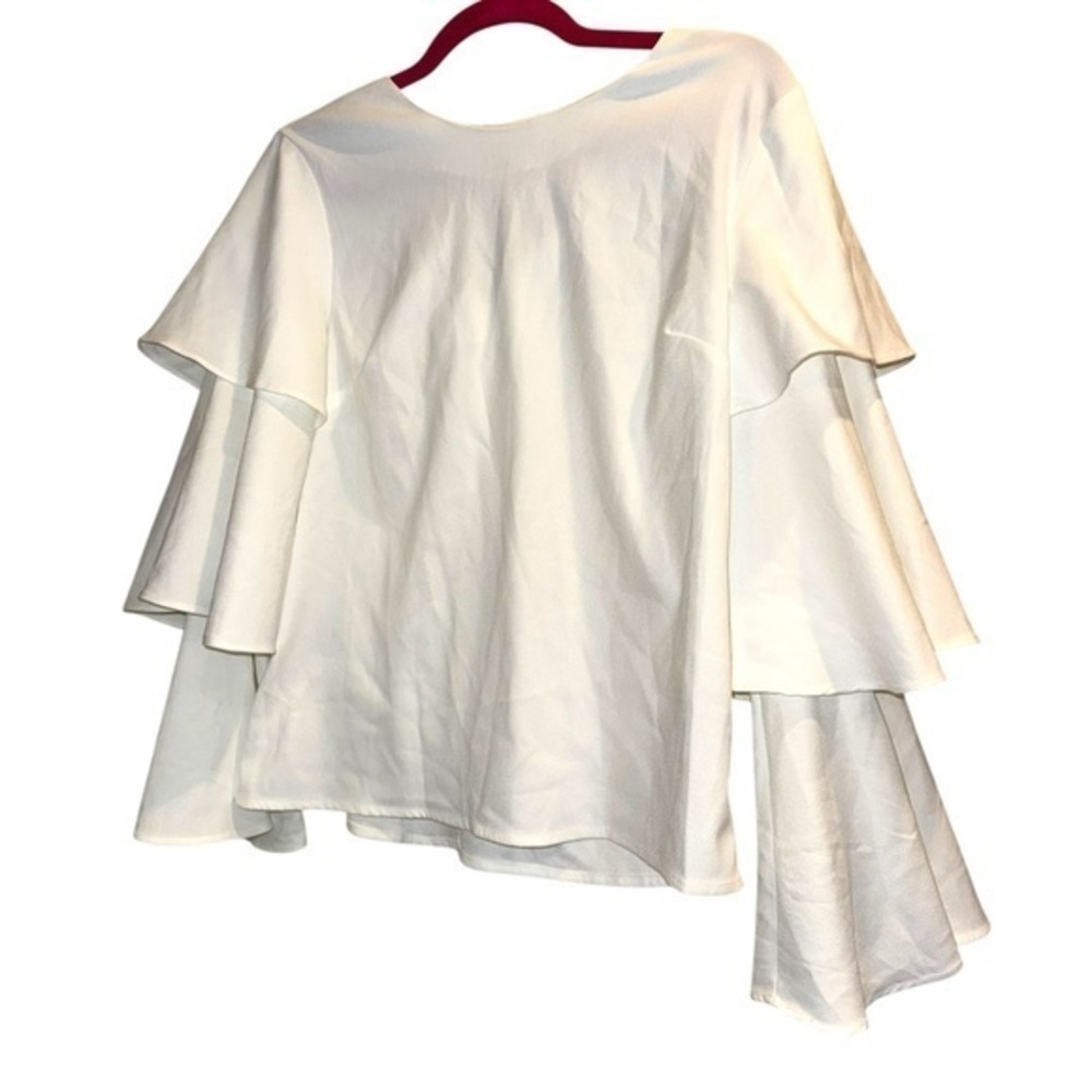 New ENGLISH FACTORY  White Poplin Bell Alexa ruffled Top